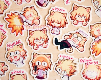 Neco-Arc Mini Vinyl Sticker Set / Funny Cat Meme Stickers / Sticker Set of 8 / Melty Blood Stickers / Waterproof Waterbottle Stickers