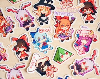 Touhou Fumos Mini Vinyl Sticker Set VOL. 1 / Touhou Stickers / Set of 8 / Funny Meme Stickers / Laptop Waterbottle Stickers