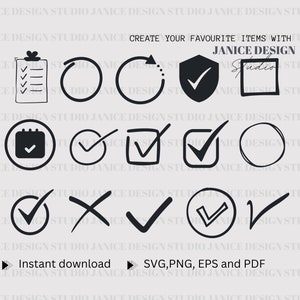 Vinkje svg bundel, selectievakje Svg, checklist Svg, hand getrokken vinkje, selectievakje illustraties, selectievakje, vinkje svg, vectorbestand, png
