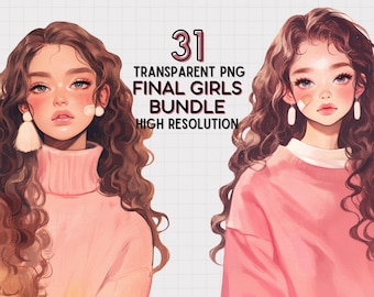 Girl Power Clipart, Planner Girl Illustrations (PNG)