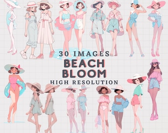 Beach Girl Clipart: Summer Friends PNG Bundle (30 Images)