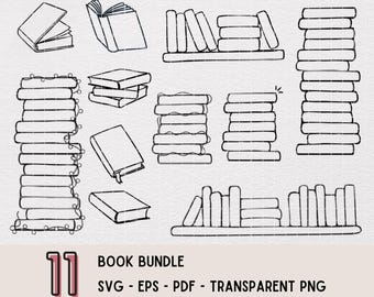 Zestaw ręcznie rysowanych książek w formacie clipart: minimalistyczny, książkowy PNG SVG (plik wektorowy)