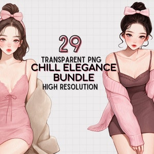 Girl Clipart Bundle: Chill Elegance Illustrations (Digital Download)