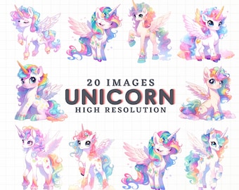 Unicorn Clipart bundle, Pastel Unicorn clip arts, Sweets, Rainbow Stars, Unicorn set, cute Kids Pastel Planner Stickers Fabric POD Supplies