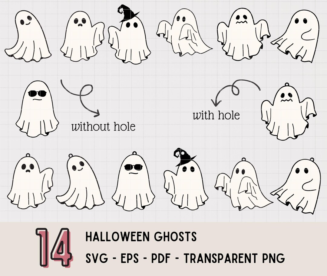 Ghost Using Computer Svg Halloween Ghosts SVG Bundle, Cute Ghost SVG, Ghost Clipart PNG, Spooky ...
