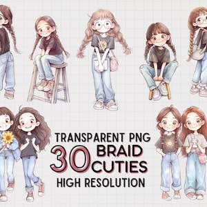 JDES 30 Digital download Cute Girl Clipart, Adorable girl Bundle transparent PNG for stickers, Digital Scrapbooking, digital planner