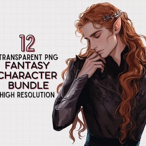 JDES 12 Fantasy Characters Clipart Bundle, romantyczna para Ilustracja, Postacie z książek Przezroczyste PNG, Scrapbooking, Dziennikarstwo, Naklejka