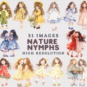 JDES 31 Gartenliebhaber Baby Mädchen Geburtstag Clipart, niedliche Baby ClipArts, Baby Mädchen im niedlichen Kleid, Bundle transparentes PNG für Karte, Planer