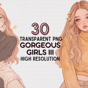 JDES 30 meisje clipart, planner meisje clipart, glamour fashion illustraties transparante png, clip arts voor sticker, ambachtelijke benodigdheden, planner