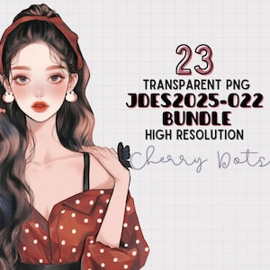 Girl Clipart Bundle: Cherry Dots, Romantic Illustration (PNG)