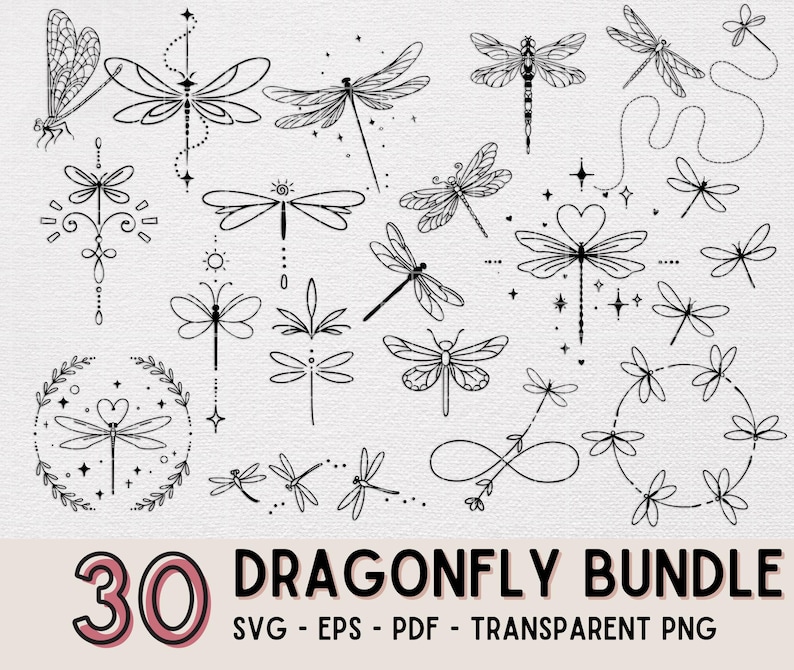 Dragonfly SVG PNG Bundle, Vector Clipart, Digital Download, Cricut Cut ...