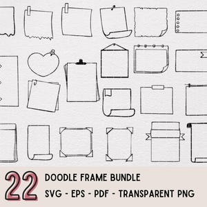 Hand drawn frame Clipart Bundle, Doodle notes transparent PNG, Sticky Notes cliparts bundle svg, hand drawn, vector file, Sticker Stamp