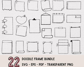 Doodle Frame Clipart Bundle: Hand-Drawn Note Designs (SVG, PNG, PDF)