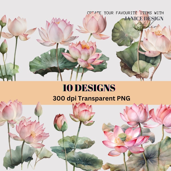 Clipart aquarelle aquarelle, impression lotus, clipart fleurs, Illustration aquarelle, clipart lotus, PNG transparent, licence commerciale