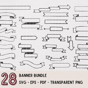 Hand gezeichnet Doodle Banners Clipart Bundle, Banner ClipArt, Band Banners Cliparts Bundle svg, Tittle Dekor, Vektordatei, Aufkleber Stempel