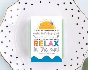 Summer Sun Gift Tag: End of School Year Teacher Tag (Editable in Corjl)