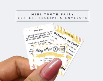 Printable Mini Tooth Fairy Set: Letter, Receipt, Envelope (Digital Download)