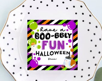 Halloween Bubbles Tag | Kids Halloween Favor Tag, School Classroom Friend, Boo-bbly fun Editable Printable Download, Halloween Printables
