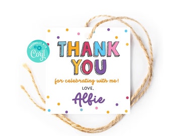 Kids Birthday Party Favor Tags | Editable Gift Tag Template (Digital Template)