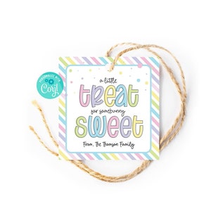 Afdrukbare paashaas cadeaukaartje | Een kleine traktatie voor Somebunny Sweet, Kids Paaskaart, Pastel Spring Custom Hang Tag, Happy Easter Naamplaatje