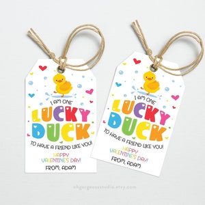 Printable Lucky Duck Valentine #39 s Day Tags Printable Valentine