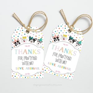 Dog Birthday Thank You Gift Tag | Let&#39;s Pawty Birthday Tag, Puppy Party Printable, Dog Party Print, Editable Template, Custom Birthday Tag