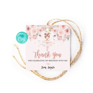 Ballerina Birthday Party Favor Tags: Pink Ballet Theme (Editable Digital Template)