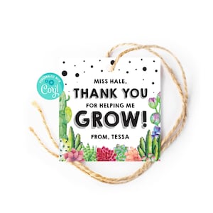 Cactus Succulent Teacher Appreciation Gift Tags: Editable Printable (PDF)