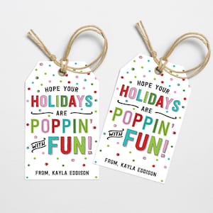Poppin' Holidays Gift Tag: Printable Christmas Tag (editable, PDF) - Etsy