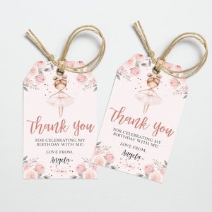 Ballerina Birthday Party Favor Tag: Editable Ballet Thank You (Digital Template)