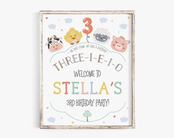 Letrero de fiesta de 3.er cumpleaños de granja: imprimible (descarga digital)