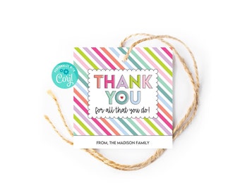 Editable Thank You Gift Tags: Appreciation Printable (Corjl Editable)