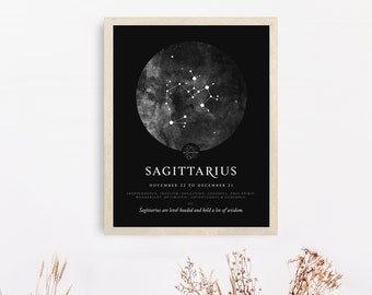 Sagittarius Star Sign Print: Zodiac Wall Art (Digital Download)