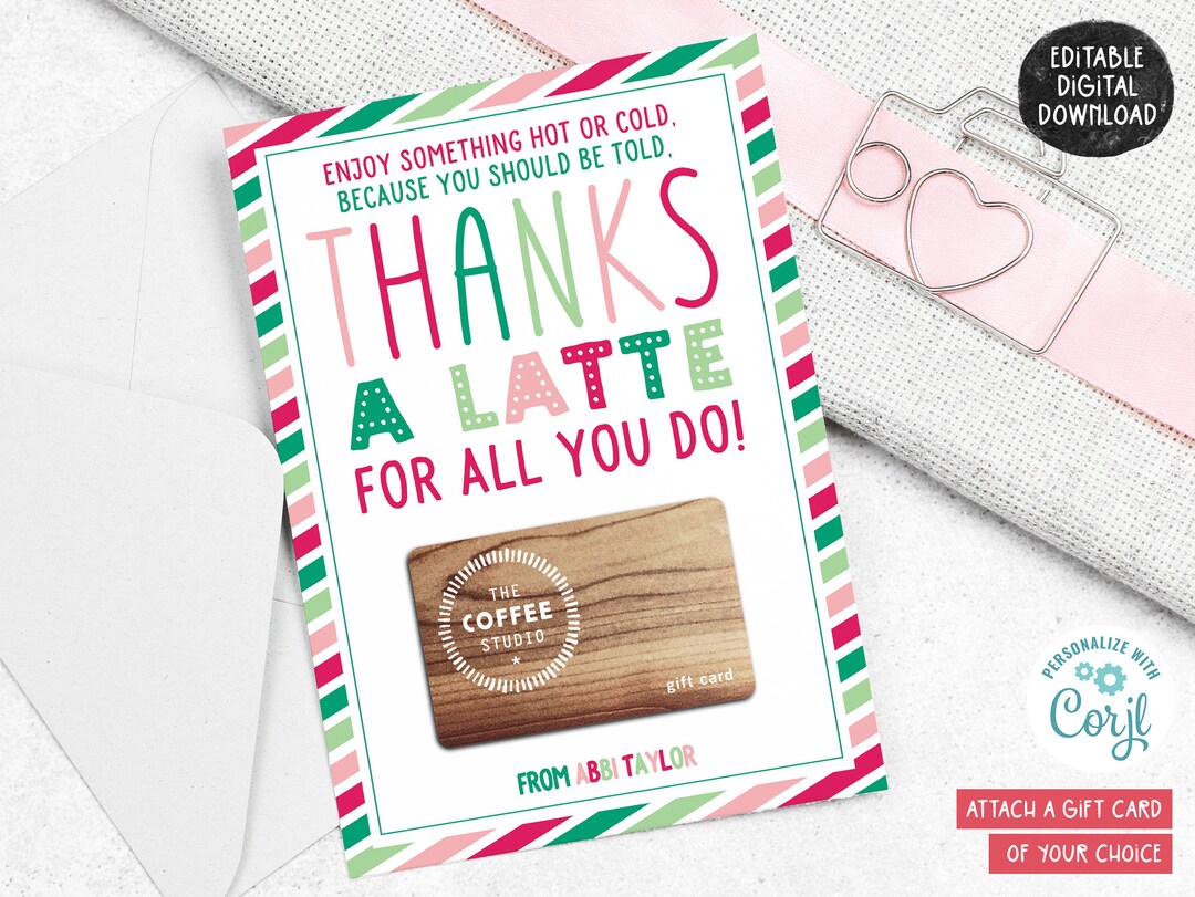 Printable Teacher Appreciation Card | Thanks A Latte Printable Card ...