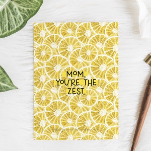 Tarjeta imprimible del Día de la Madre / Tarjeta del Día de las Madres con Ralladura de Limón, Tarjeta para mamá, Tarjeta de regalo para mamá, Tarjeta de felicitación para mamá, Descarga instantánea