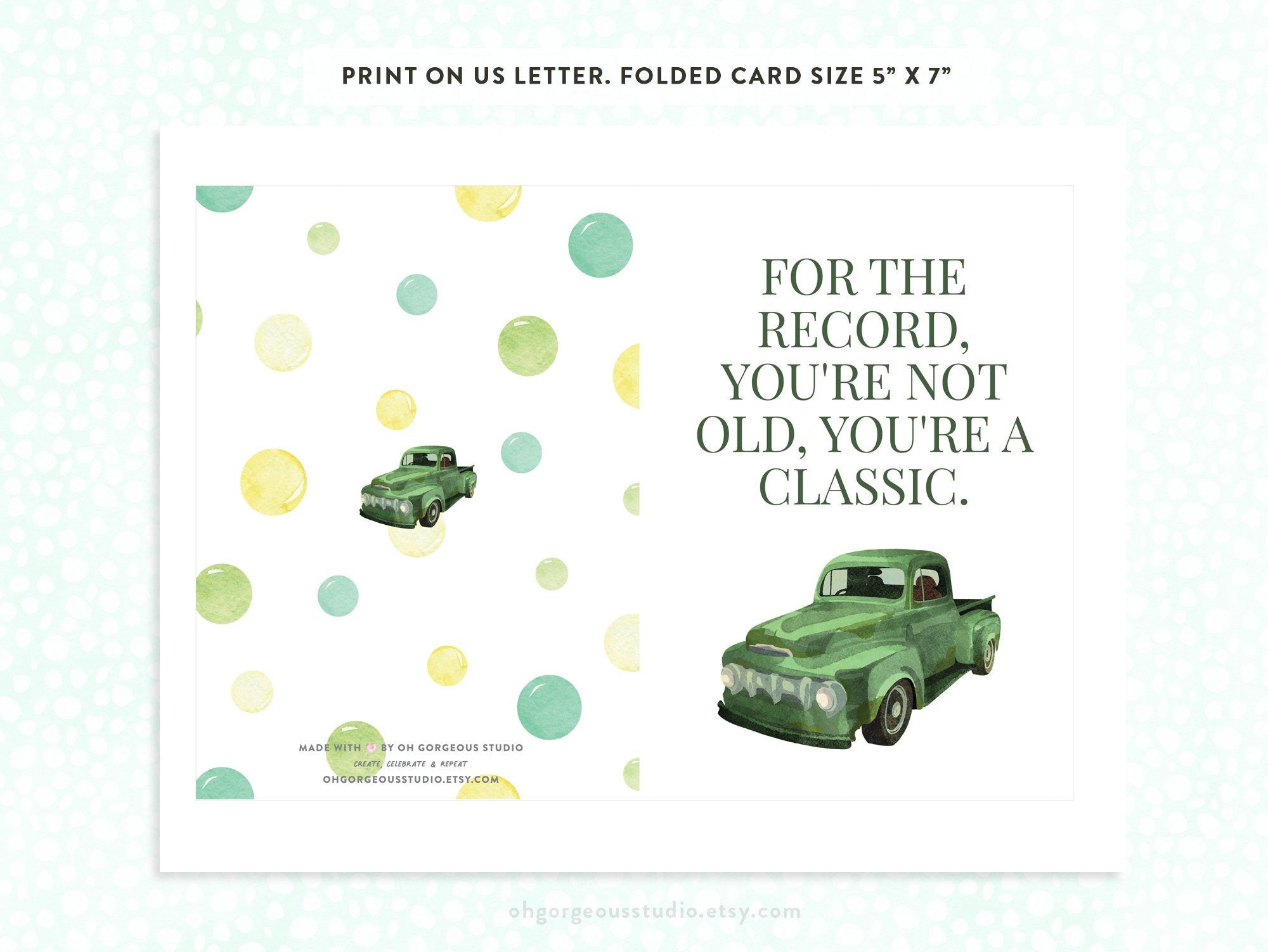 Classic Car Printable Birthday Invitation Birthday Card for Car Lovers ...