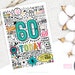 60th Printable Birthday Card 60 Today Birthday Downloadable Card ...
