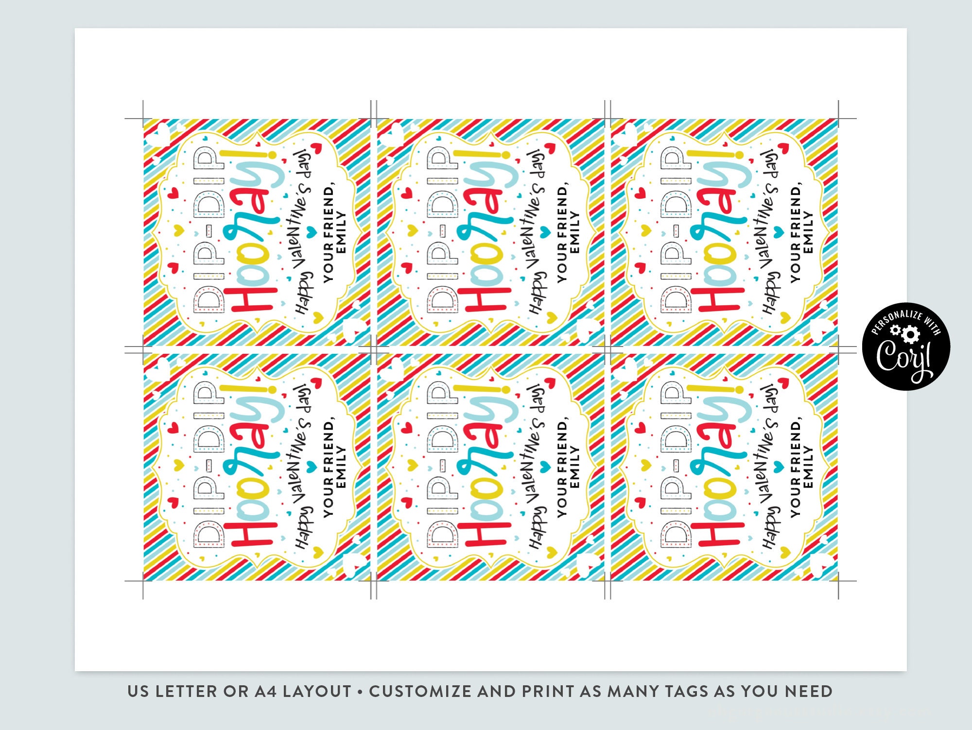 Printable Valentine's Day Dip Dip Hooray Tag Valentine Class Team ...