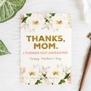 Printable Mother&#39;s Day Card | Mom Flowers Card, Card For Mum, Instant Download Card For Mom, Mothers Day Greeting Card, Digital Download