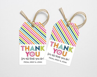 Editable Thank You Gift Tags: Appreciation Printable (Corjl Editable + PDF)