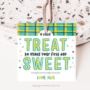A Little Treat To Make Your First Day Sweet Tag | School Gift Tag, Back To School Printable, First Day of School Gift Tag, Instant Download
