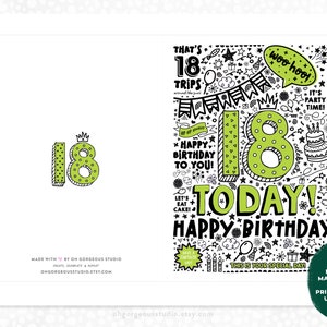 18th Printable Birthday Card | 18 Today Birthday Downloadable Card ...