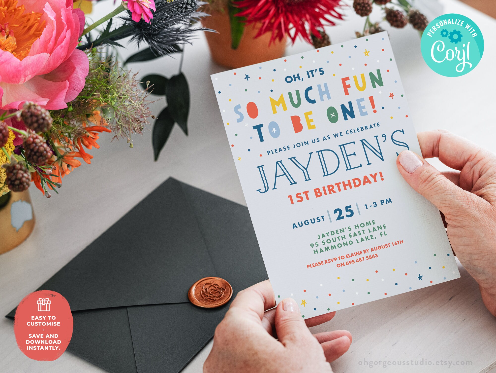 Fun. Invite Inspiration So Much Fun to Be One Birthday Invitation: Editable First Birthday ...