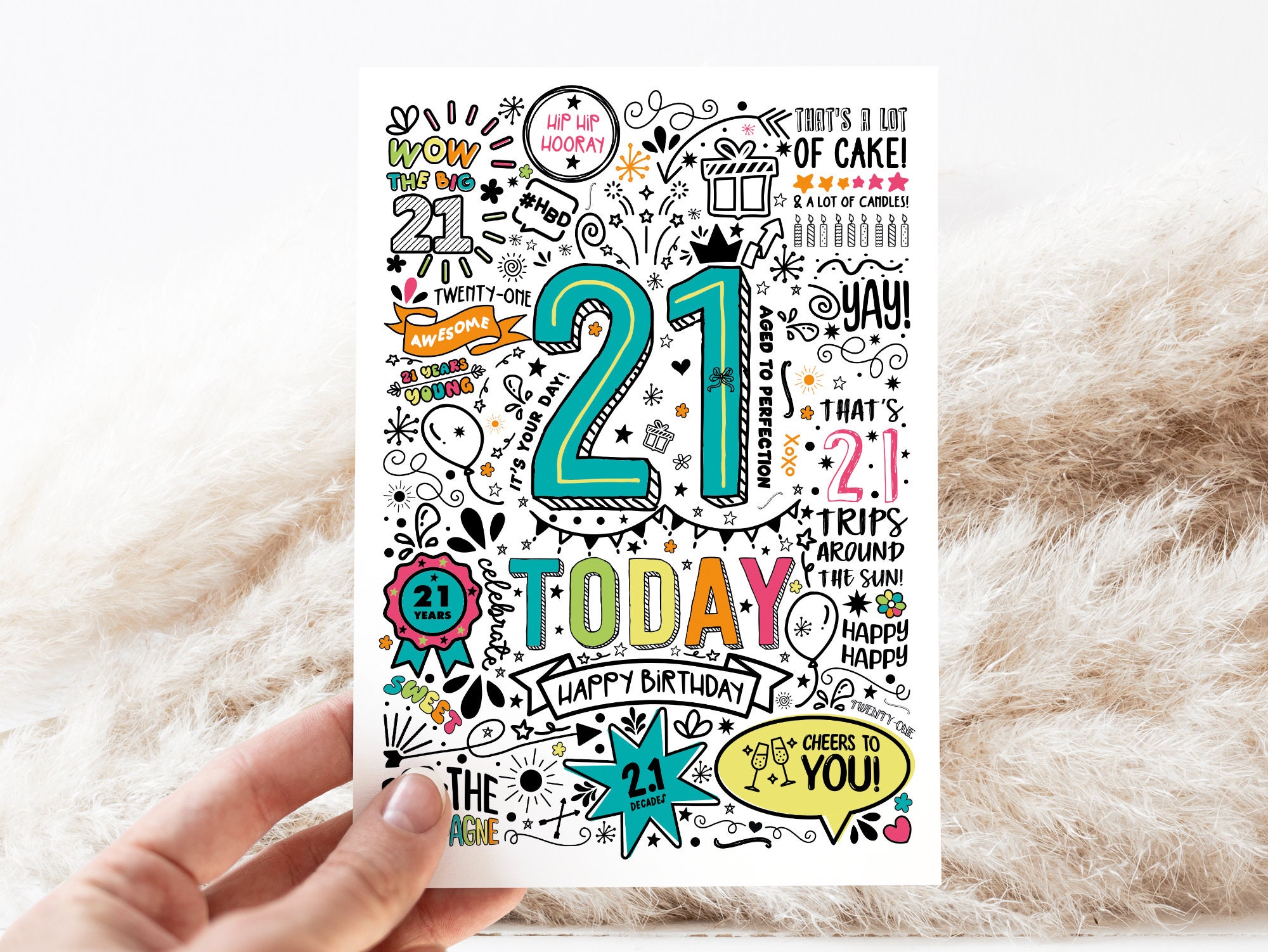 Printable 21st Birthday Card Instant Download Printable Card for 21st ...