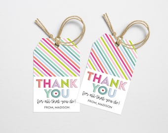Editable Thank You Gift Tags: Appreciation Printable (Corjl)