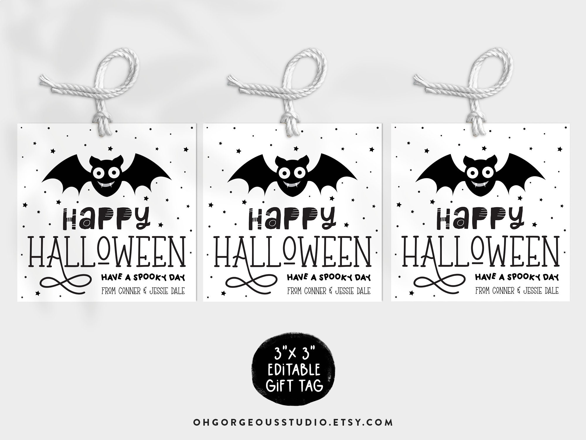 Editable Halloween Gift Tag | Printable Party Favor (3x3") - Etsy