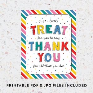 Teacher Appreciation Treat Sign: Thank You Printable (8x10) - Etsy