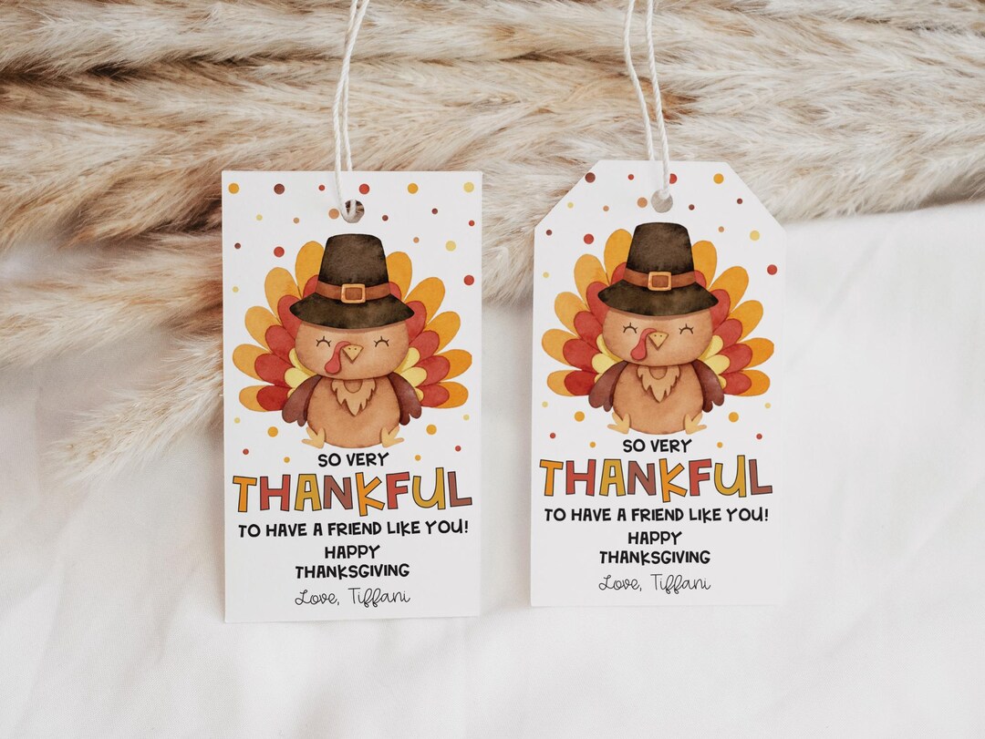 Turkey Tag Email Editable Thanksgiving Turkey Gift Tag: Thankful Favor Label (digital ...