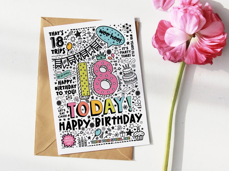 Printable 18th Birthday Card Instant Download Printable Card for 18th ...