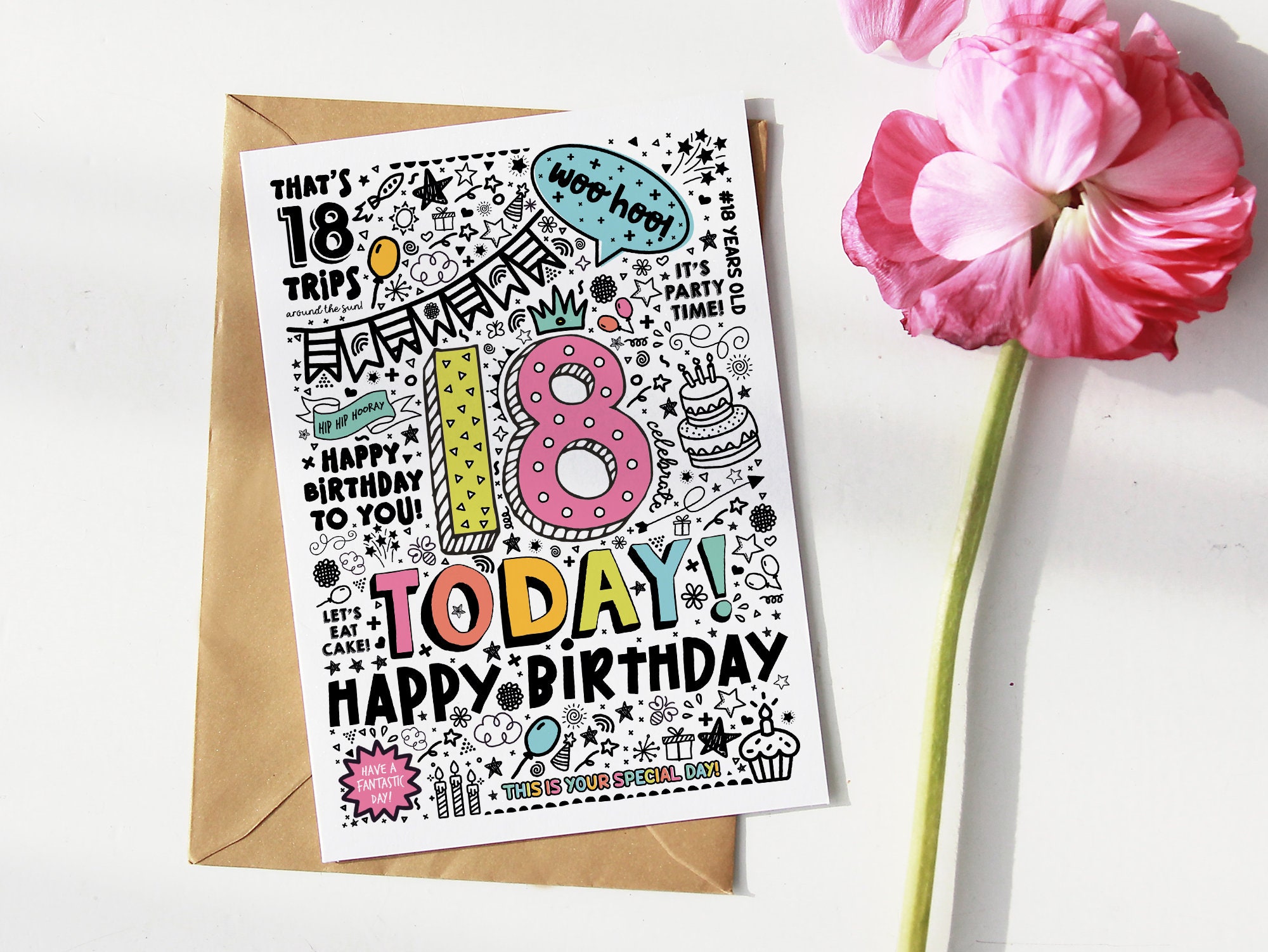 Printable 18th Birthday Card Instant Download Printable Card for 18th Printable 18th Birthday Card Instant Download Printable Card for 18th